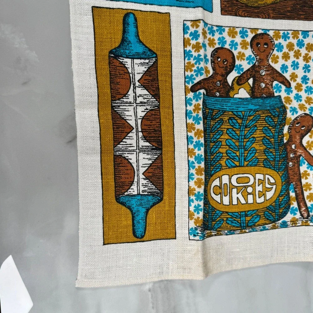 Sandy Parsons Vintage Gingerbread Tea Towel Baking Retro Kitchen Cookies Kitschy